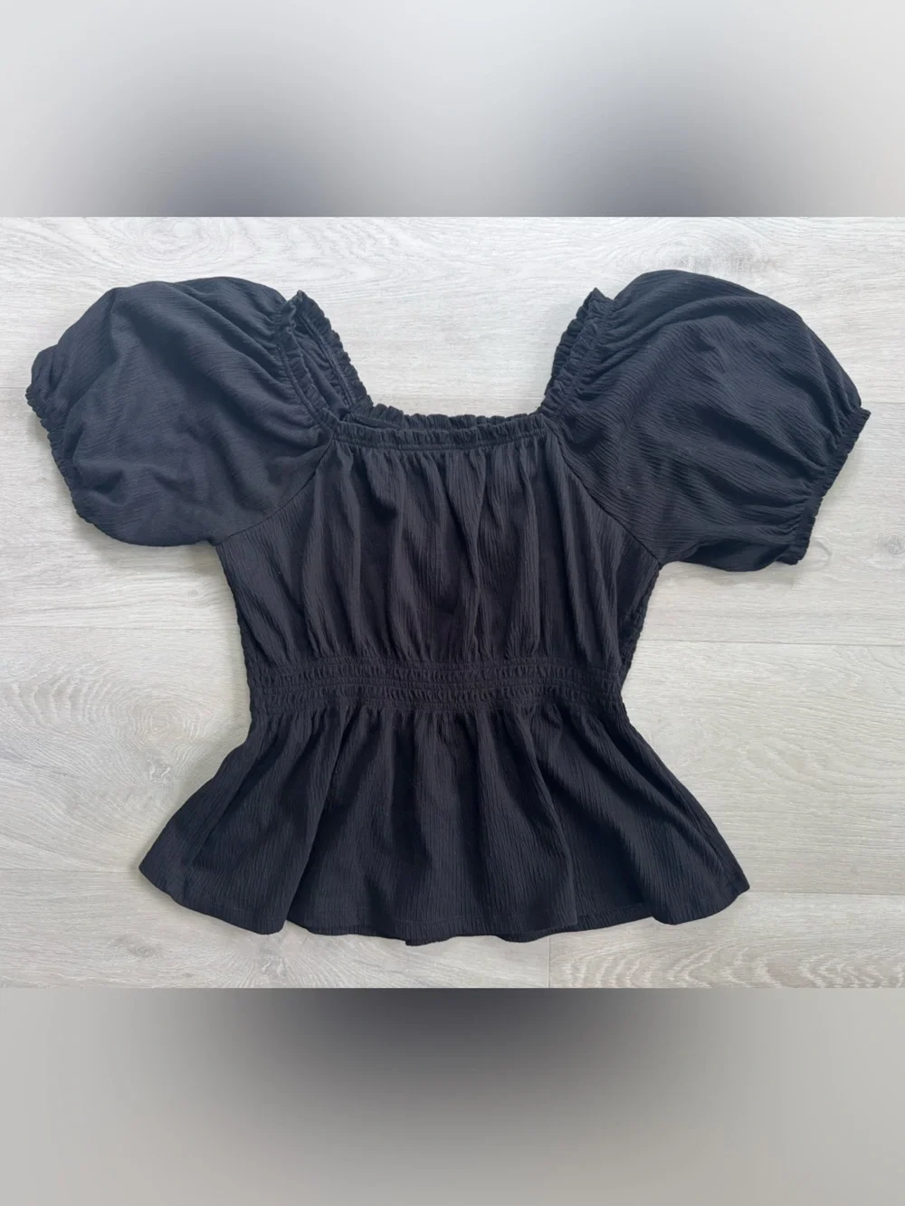 Black Puff Sleeve Women’s Top